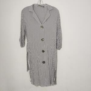 Zara Basic Striped Button Front Shirt Dress Medium Casual Beach Cover-up Summer